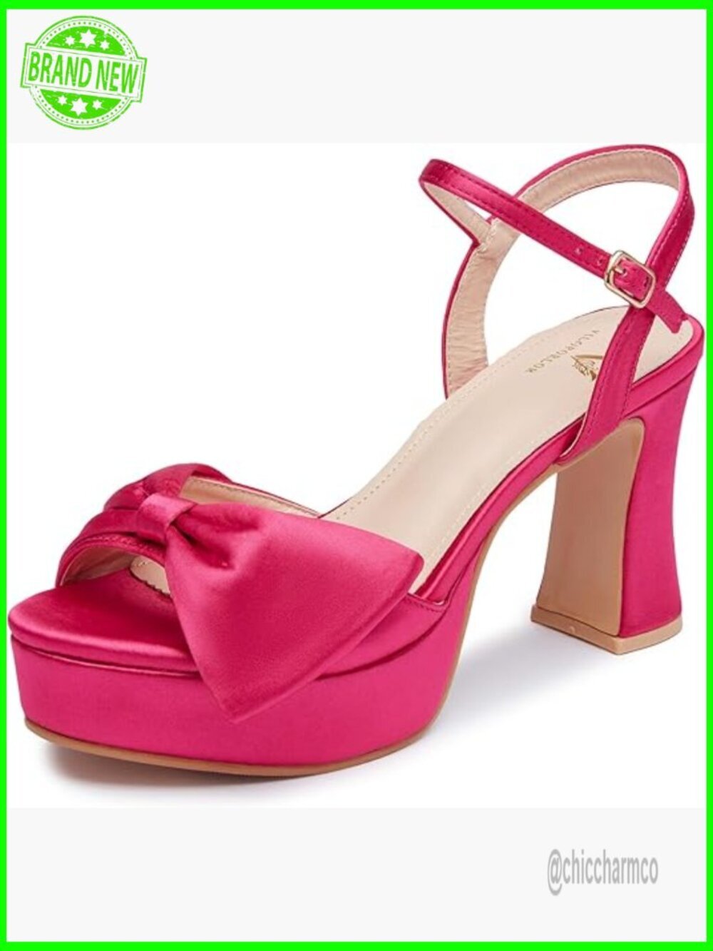 Platform Chunky Heels Open Toe Bow Knot Block Heel Sandals Dress Shoes